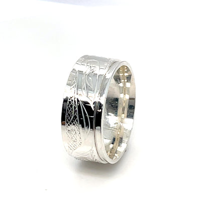 Ring - Silver - Raven - 2 Layer Band - Size 10