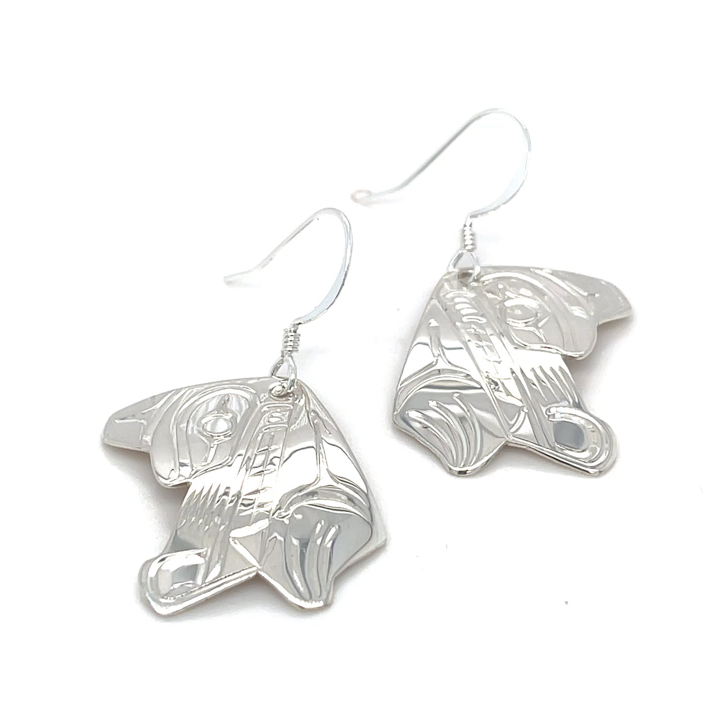 Earrings - Sterling Silver - Cutout - Wolf