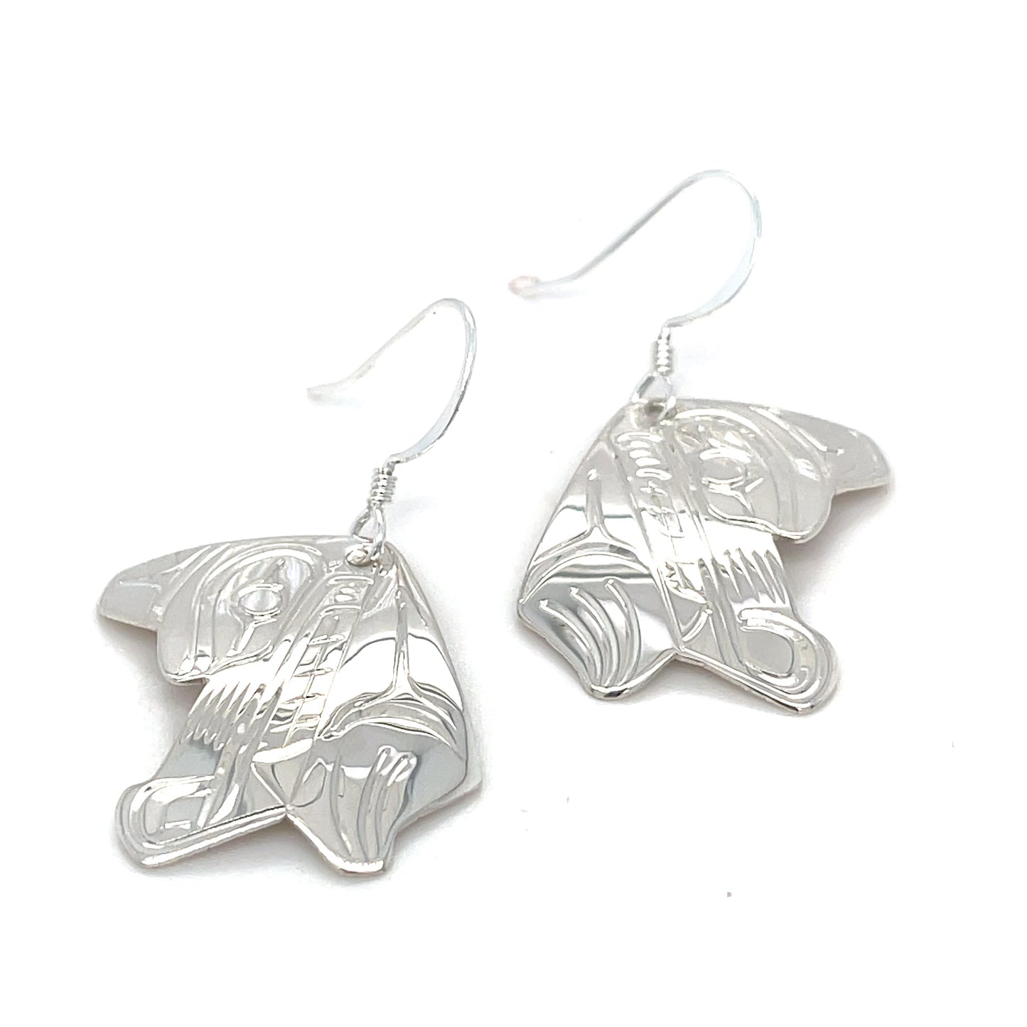 Earrings - Sterling Silver - Cutout - Wolf