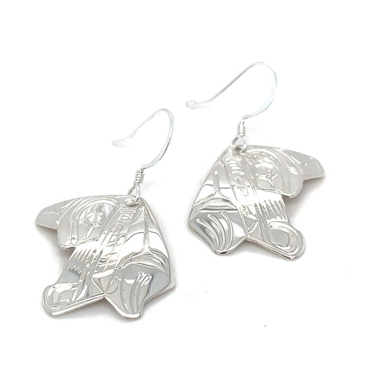 Earrings - Sterling Silver - Cutout - Wolf