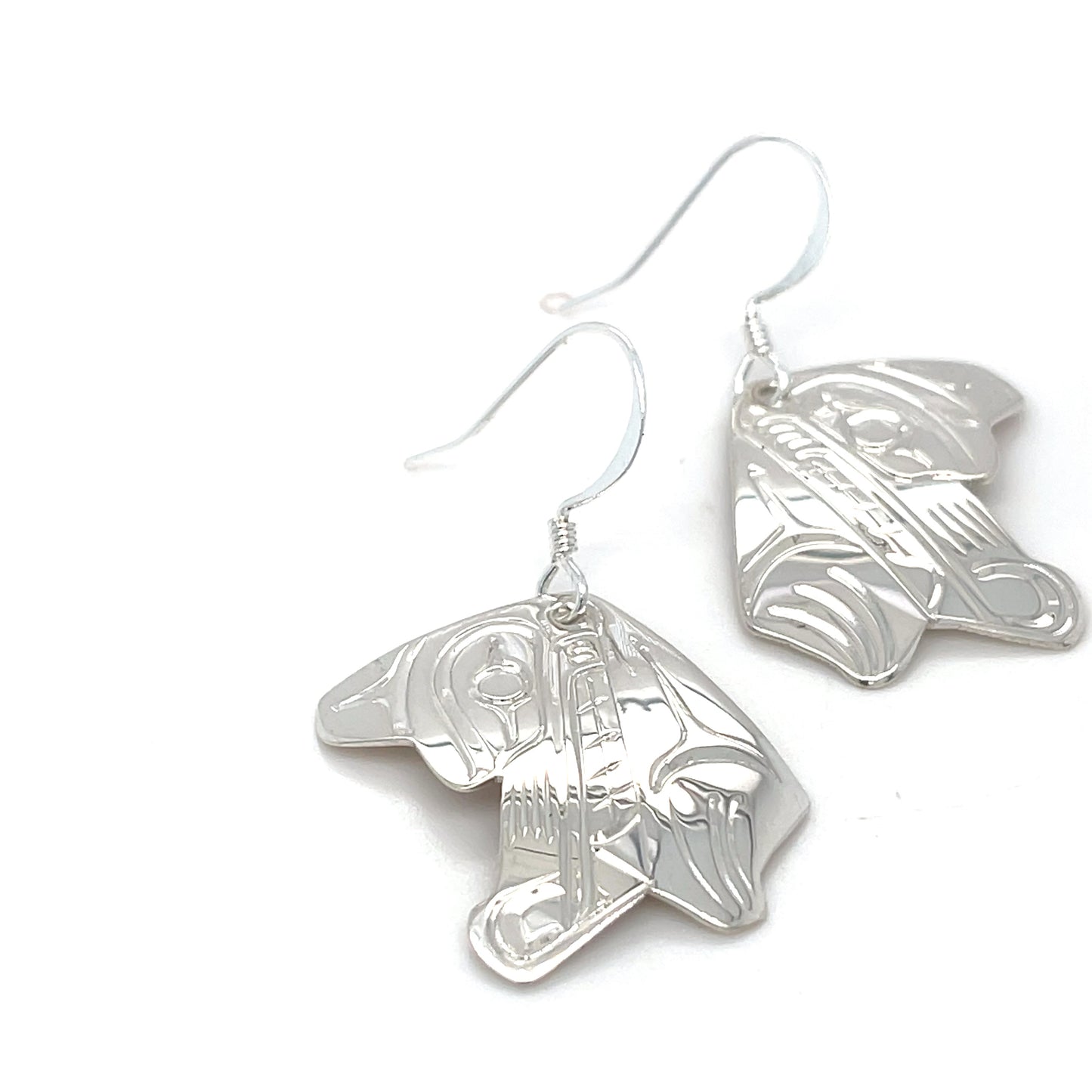 Earrings - Sterling Silver - Cutout - Wolf