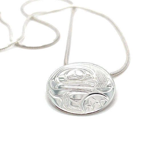 Pendant - Sterling Silver - Round - Frog