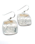 Earrings - Gold & Silver - Rectangle - Wolf