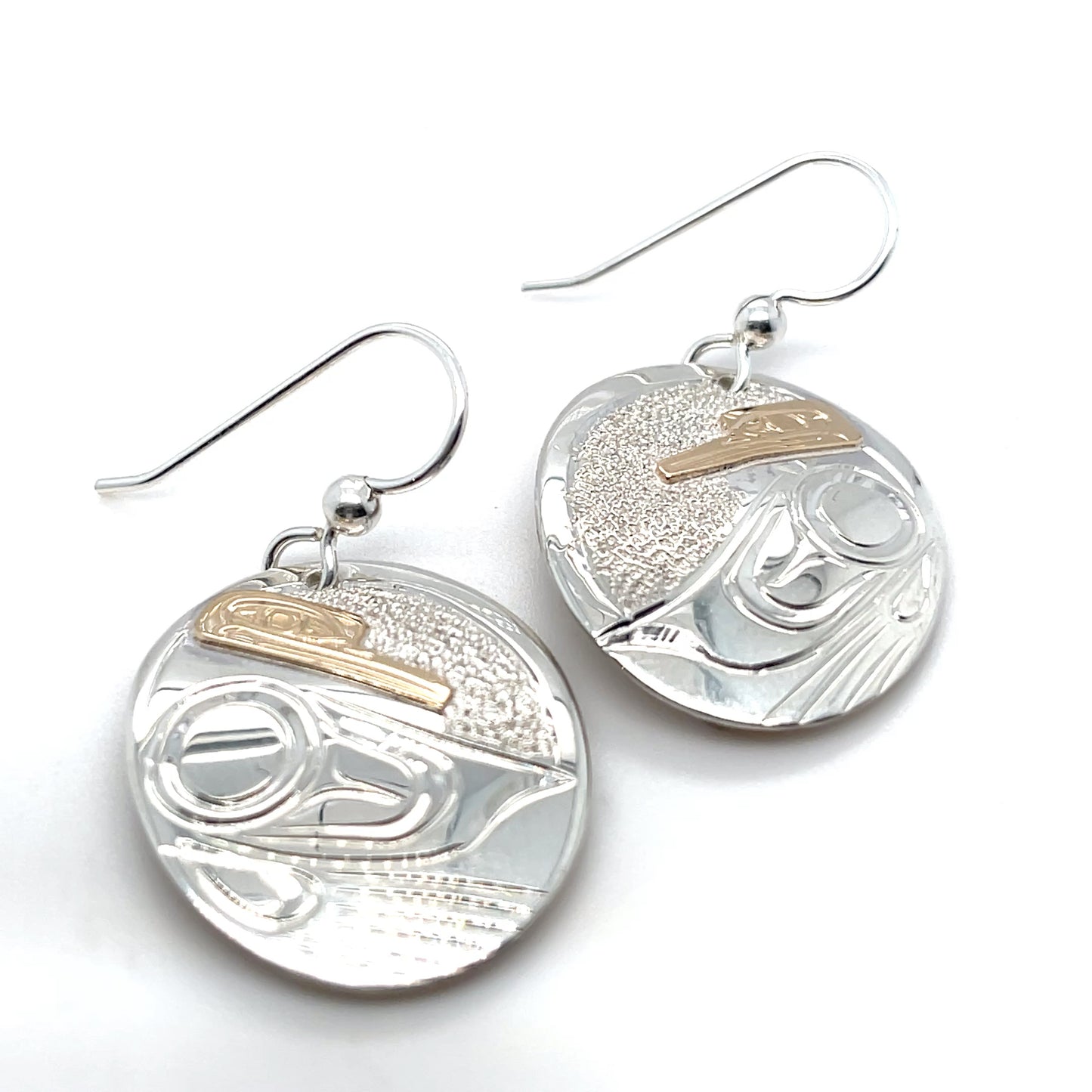 Earrings - Gold & Silver - Oval - Hummingbirds