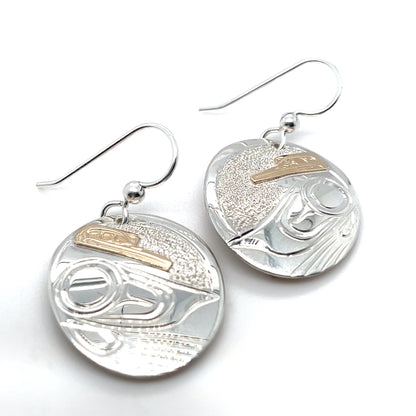 Earrings - Gold & Silver - Oval - Hummingbirds