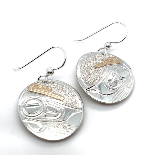 Earrings - Gold & Silver - Oval - Hummingbirds