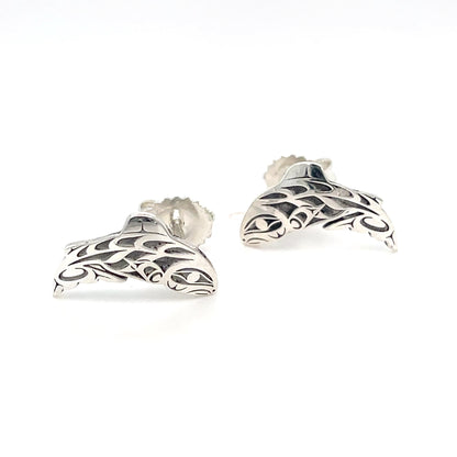 Earrings - Sterling Silver - Studs - Cutout - Salmon