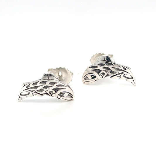 Earrings - Sterling Silver - Studs - Cutout - Salmon