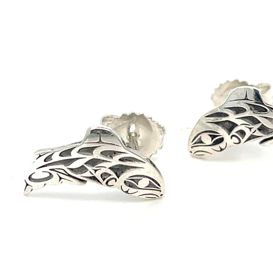 Earrings - Sterling Silver - Studs - Cutout - Salmon