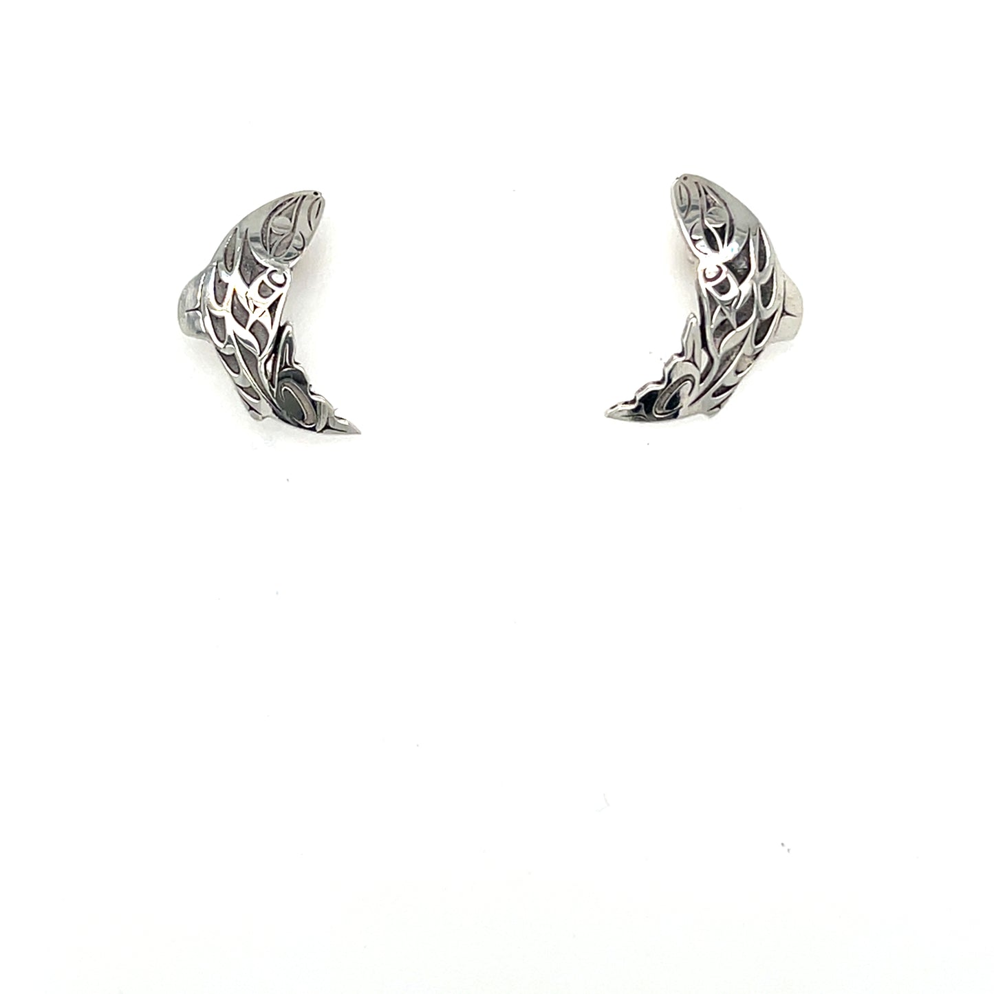 Earrings - Sterling Silver - Studs - Cutout - Salmon