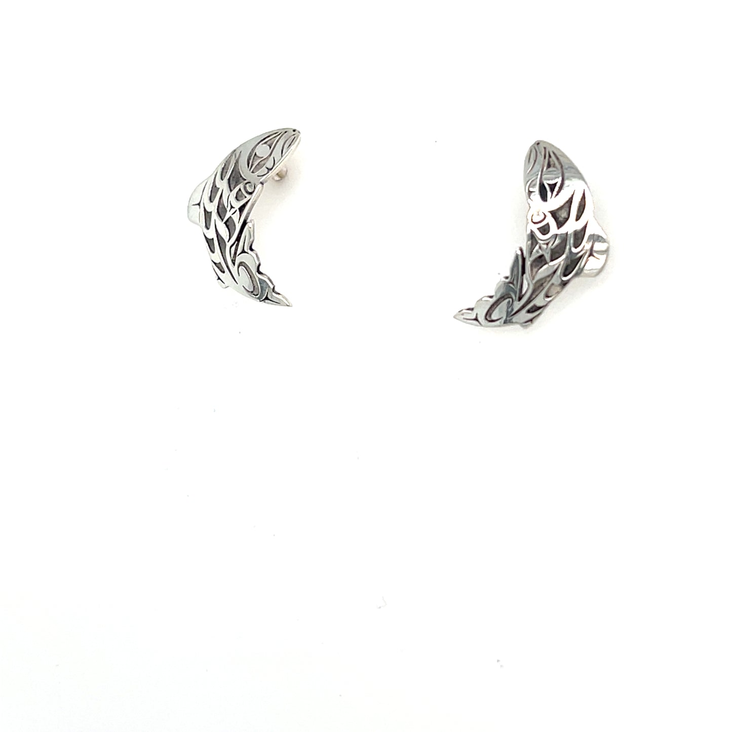 Earrings - Sterling Silver - Studs - Cutout - Salmon