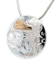 Pendant - Gold & Silver - Round - Hummingbird