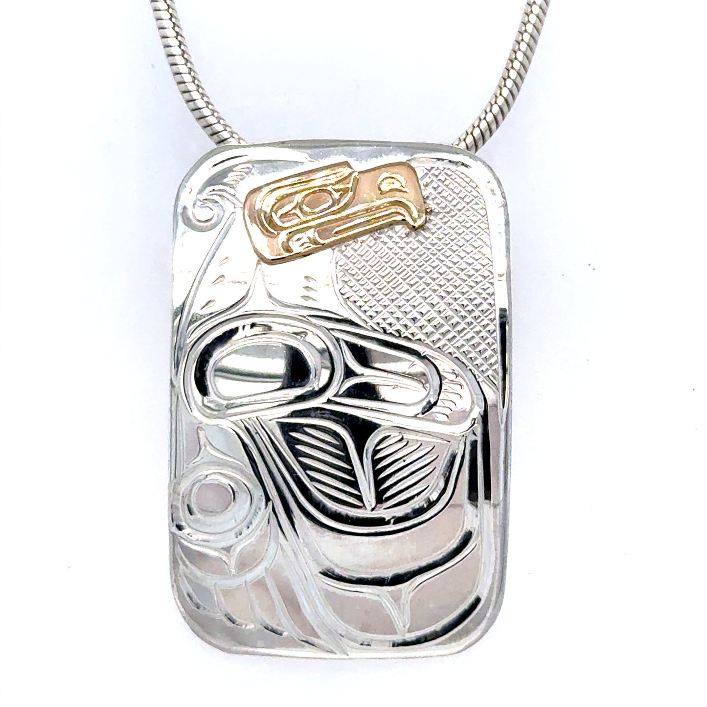 Pendant - Gold & Silver - Rectangle - Thunderbird