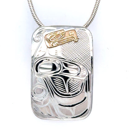 Pendant - Gold & Silver - Rectangle - Thunderbird