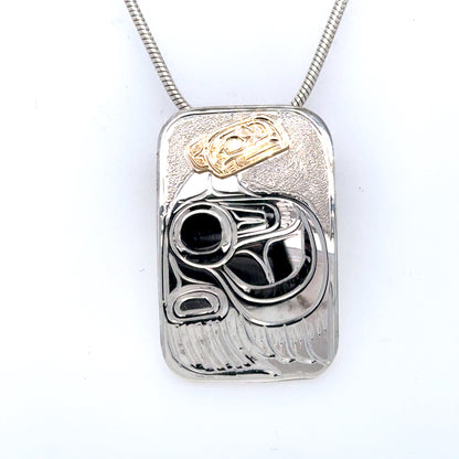 Pendant - Gold & Silver - Rectangle - Raven