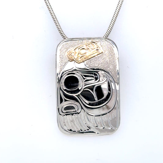 Pendant - Gold & Silver - Rectangle - Raven