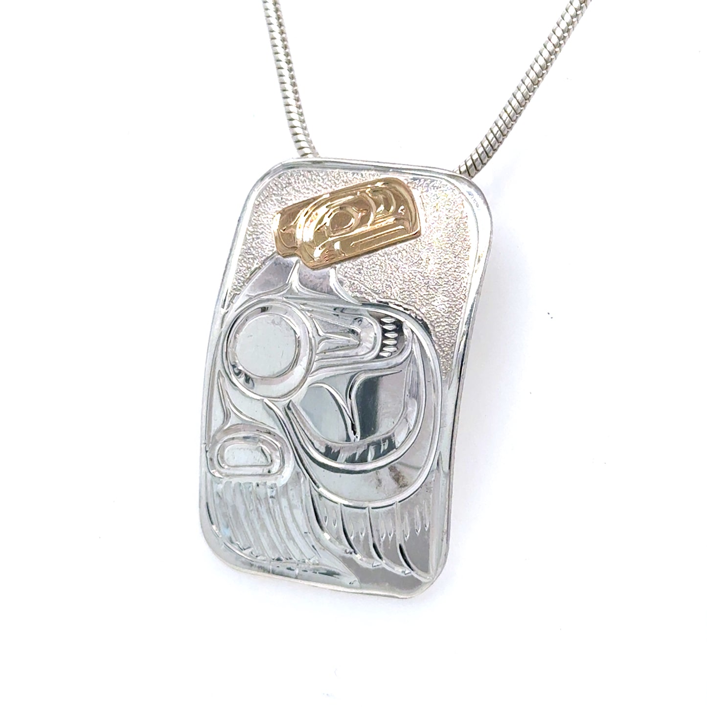 Pendant - Gold & Silver - Rectangle - Raven