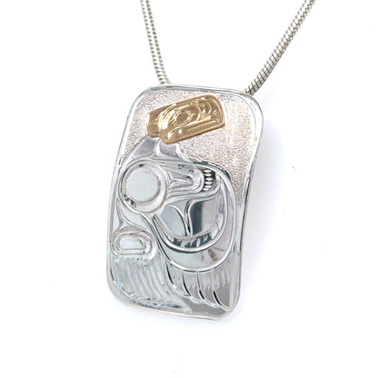 Pendant - Gold & Silver - Rectangle - Raven