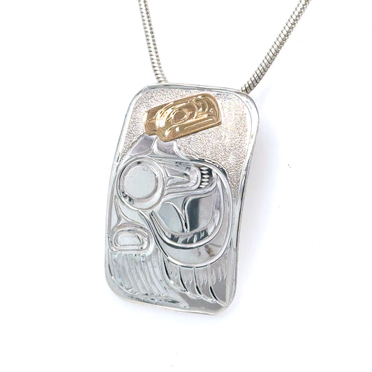 Pendant - Gold & Silver - Rectangle - Raven