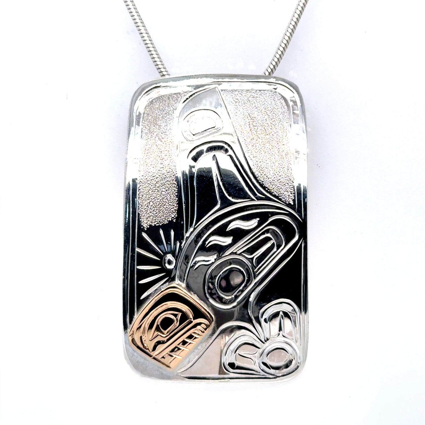 Pendant - Gold & Silver - Rectangle - Orca