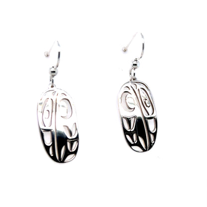 Earrings - Sterling Silver - Drop - Oval - Raven - Medium - 24mm