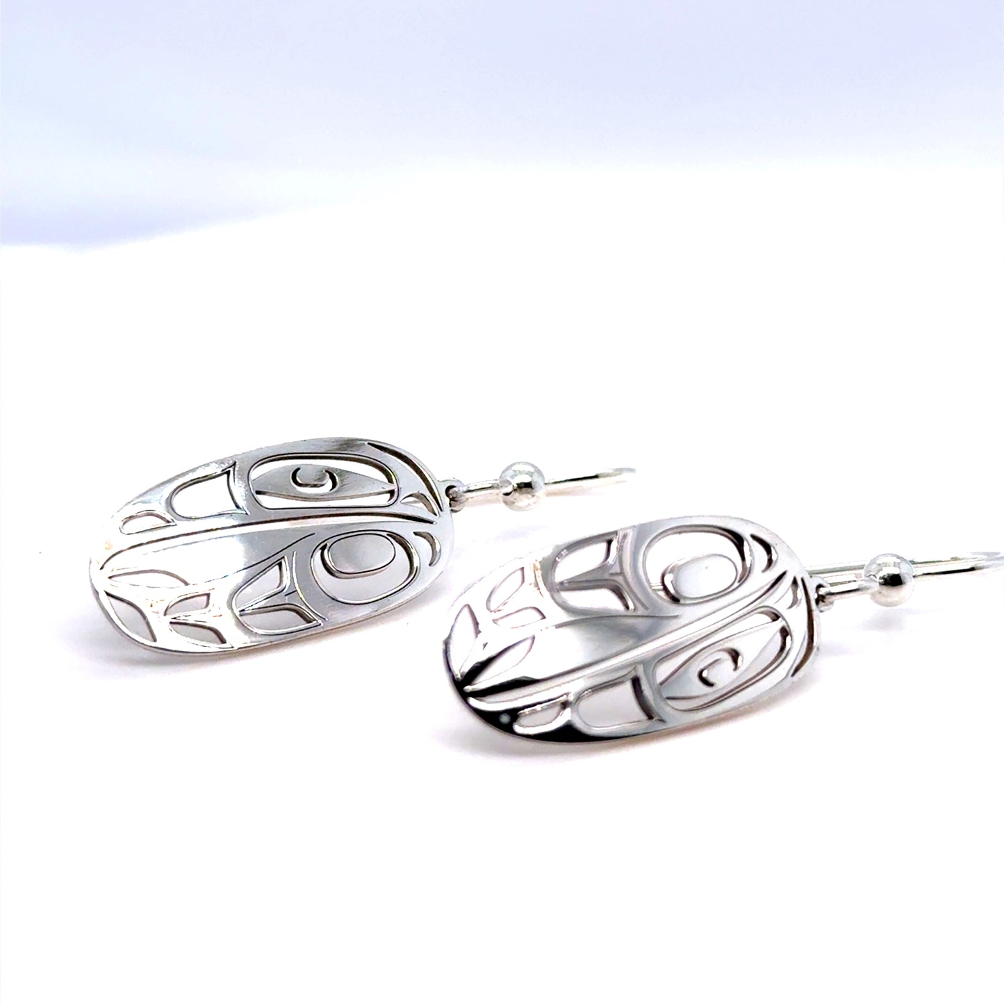 Earrings - Sterling Silver - Drop - Oval - Raven - Medium - 24mm