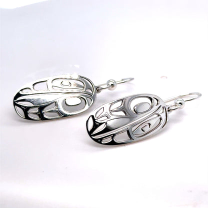 Earrings - Sterling Silver - Drop - Oval - Raven - Medium - 24mm
