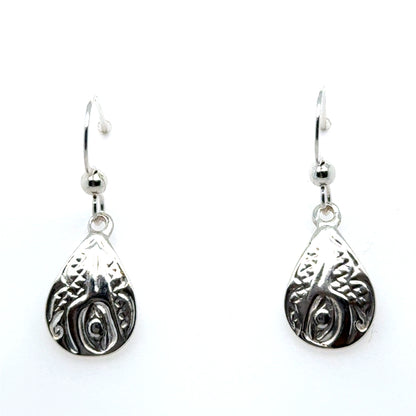 Earrings - Sterling Silver - Cast - Drop - Small - Teardrop - Hummingbird