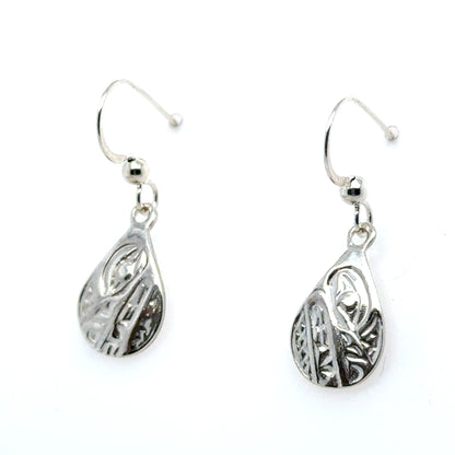 Earrings - Sterling Silver - Cast - Drop - Small - Teardrop - Wolf