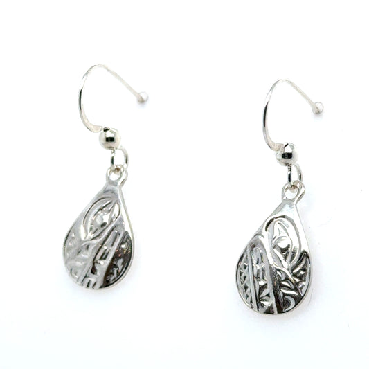Earrings - Sterling Silver - Cast - Drop - Small - Teardrop - Wolf