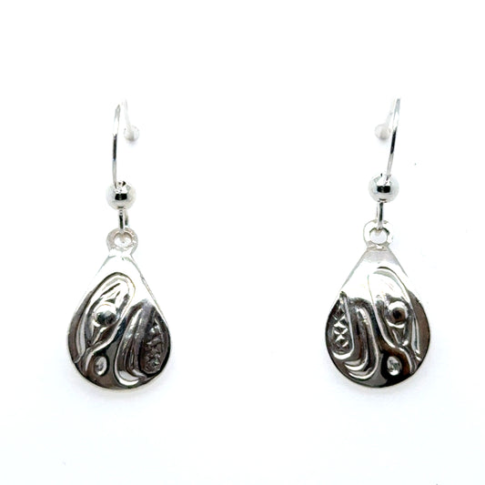 Earrings - Sterling Silver - Cast - Drop - Small - Teardrop - Eagle