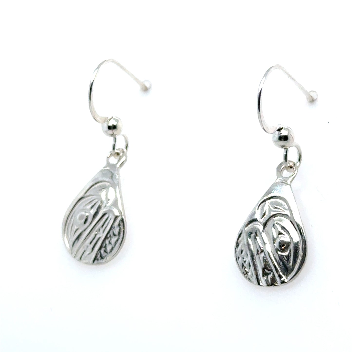 Earrings - Sterling Silver - Cast - Drop - Small - Teardrop - Orca