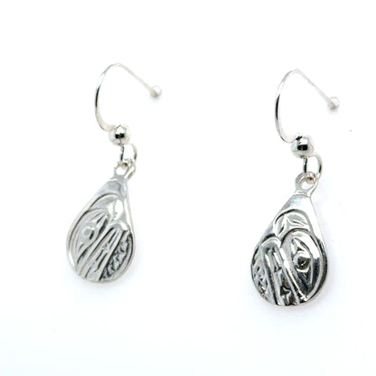 Earrings - Sterling Silver - Cast - Drop - Small - Teardrop - Orca