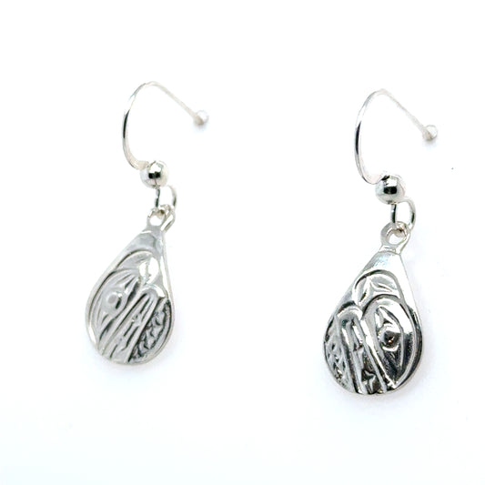 Earrings - Sterling Silver - Cast - Drop - Small - Teardrop - Orca