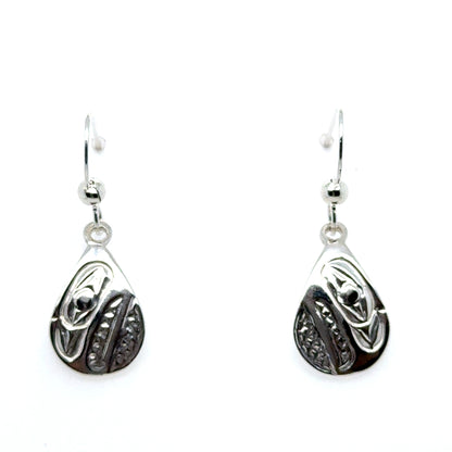 Earrings - Sterling Silver - Cast - Drop - Small - Teardrop - Raven