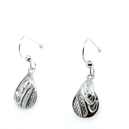 Earrings - Sterling Silver - Cast - Drop - Small - Teardrop - Raven