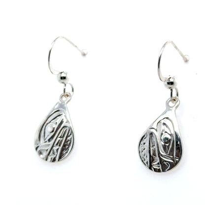 Earrings - Sterling Silver - Cast - Drop - Small - Teardrop - Bear