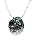 Pendant - Sterling Silver - Oval - Raven