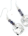 Earrings - Sterling Silver  - Drop - Square - Frog - Iolite