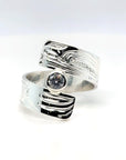 Ring - Sterling Silver - Wrap - Clear Cubic Zirconia - Frog - Size 7.5