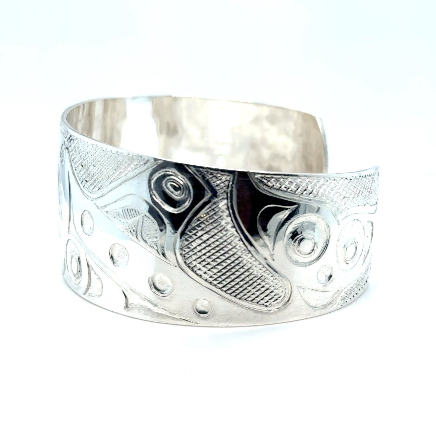 Bracelet - Sterling Silver - 1" - Orca & Salmon