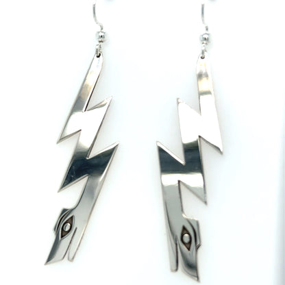 Earrings - Sterling Silver - Cutout - Lightning Serpent