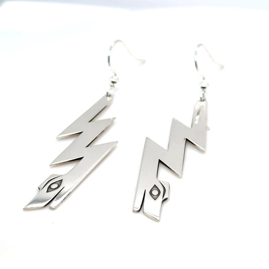 Earrings - Sterling Silver - Cutout - Lightning Serpent