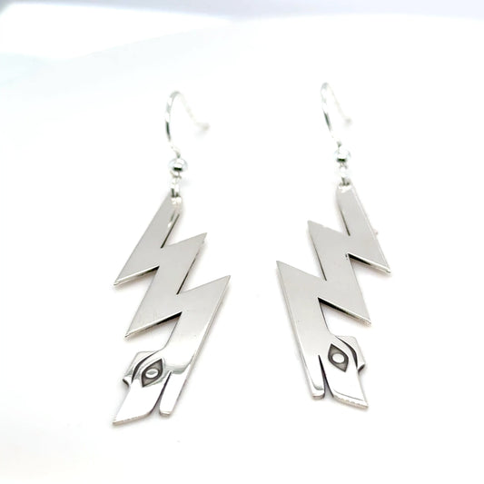 Earrings - Sterling Silver - Cutout - Lightning Serpent