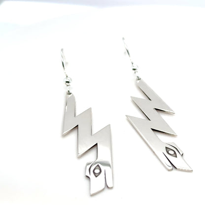 Earrings - Sterling Silver - Cutout - Lightning Serpent