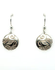 Earrings - Sterling Silver - Drop - Round - Mini - Wolf