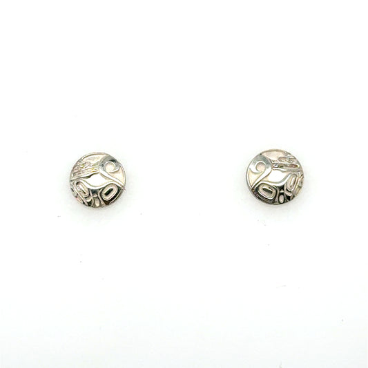 Earrings - Sterling Silver - Stud - Wolf - Micro - 8mm