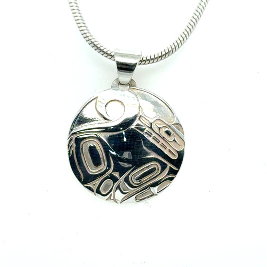 Pendant - Sterling Silver - Round - Wolf - Small - 20mm