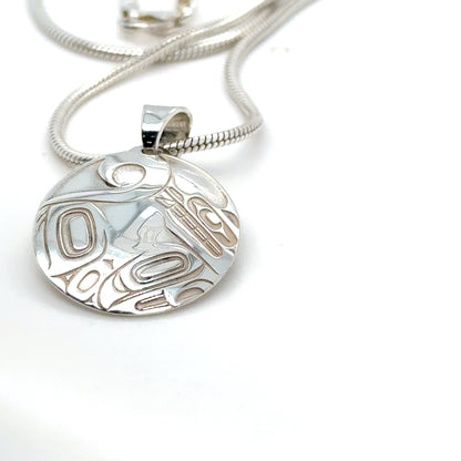 Pendant - Sterling Silver - Round - Wolf - Small - 20mm