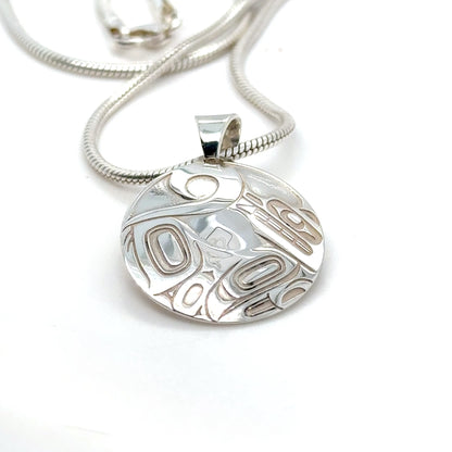 Pendant - Sterling Silver - Round - Wolf - Small - 20mm